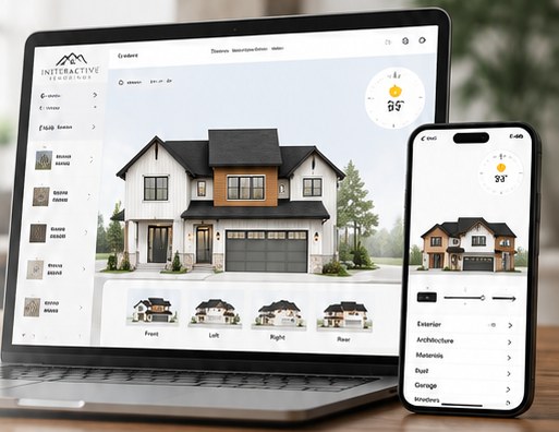 The Interactive Renderings configurator on a laptop and a phone